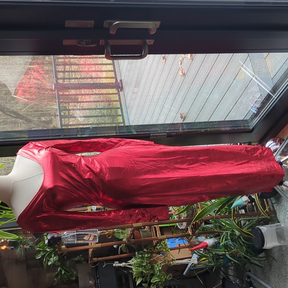Red Shiny Off Shoulder Bodycon long dress size M